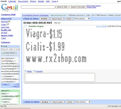 Example of a Spam Message for Viagra and Cialis