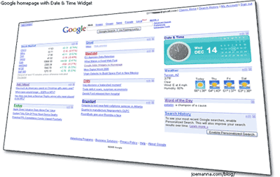Google Homepage w/ Date & Time